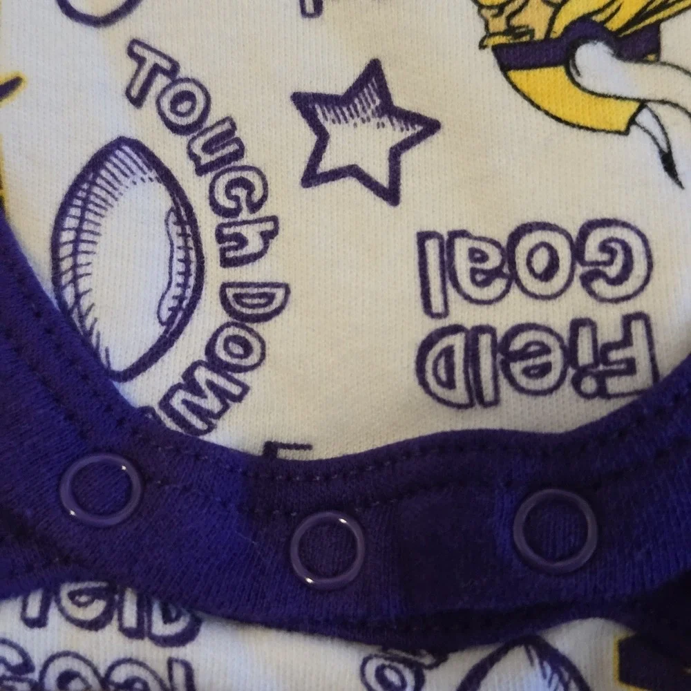 Minnesota Vikings Baby One Piece Bodysuit NFL Newborn 100% Cotton 0-3 Months